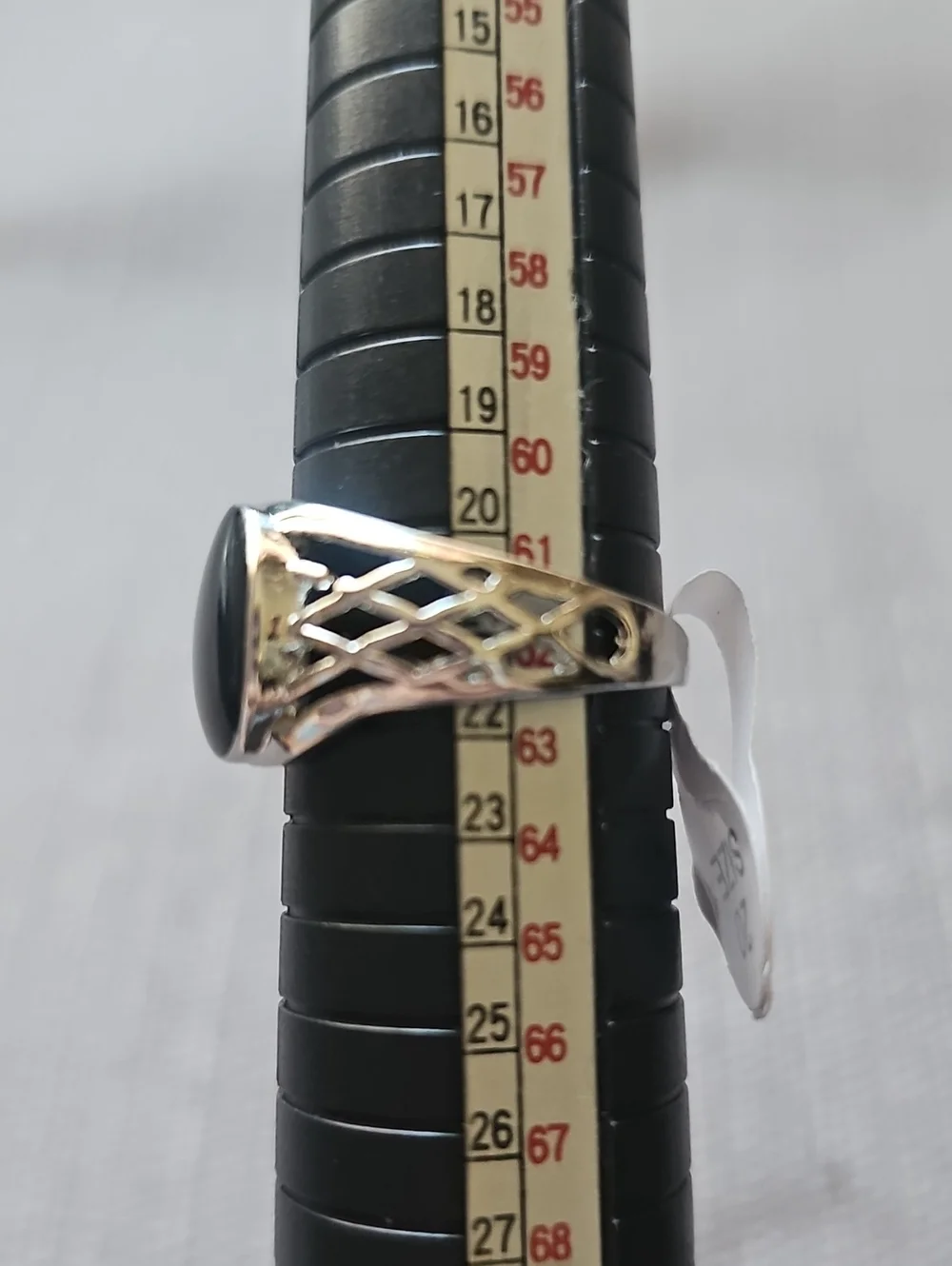 Faux Black Onyx Silver Filigree Signet Ring Size 10